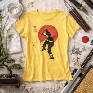 Karate Kid Vintage-Style Yellow Graphic Tee | Martial Arts Samurai Print | XL